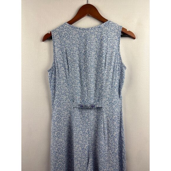 Rampage Womens Sleeveless Jumpsuit Medium Blue Floral Print Button Front - Picture 6 of 8